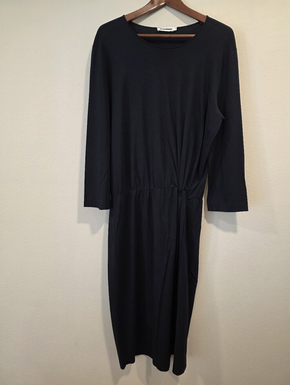 Jil Sander Navy Long Sleeve Midi Dress